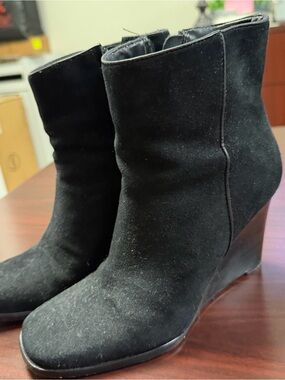Dolce Vita Black Suede Wedge Ankle Boots